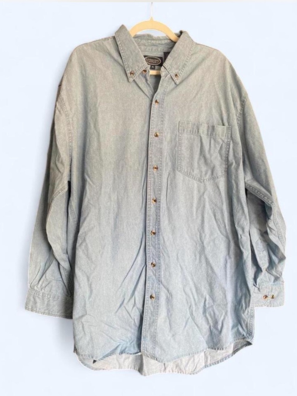 Rivers End Trading Co Vintage Denim Button Down Shirt XL 100% Cotton Blue